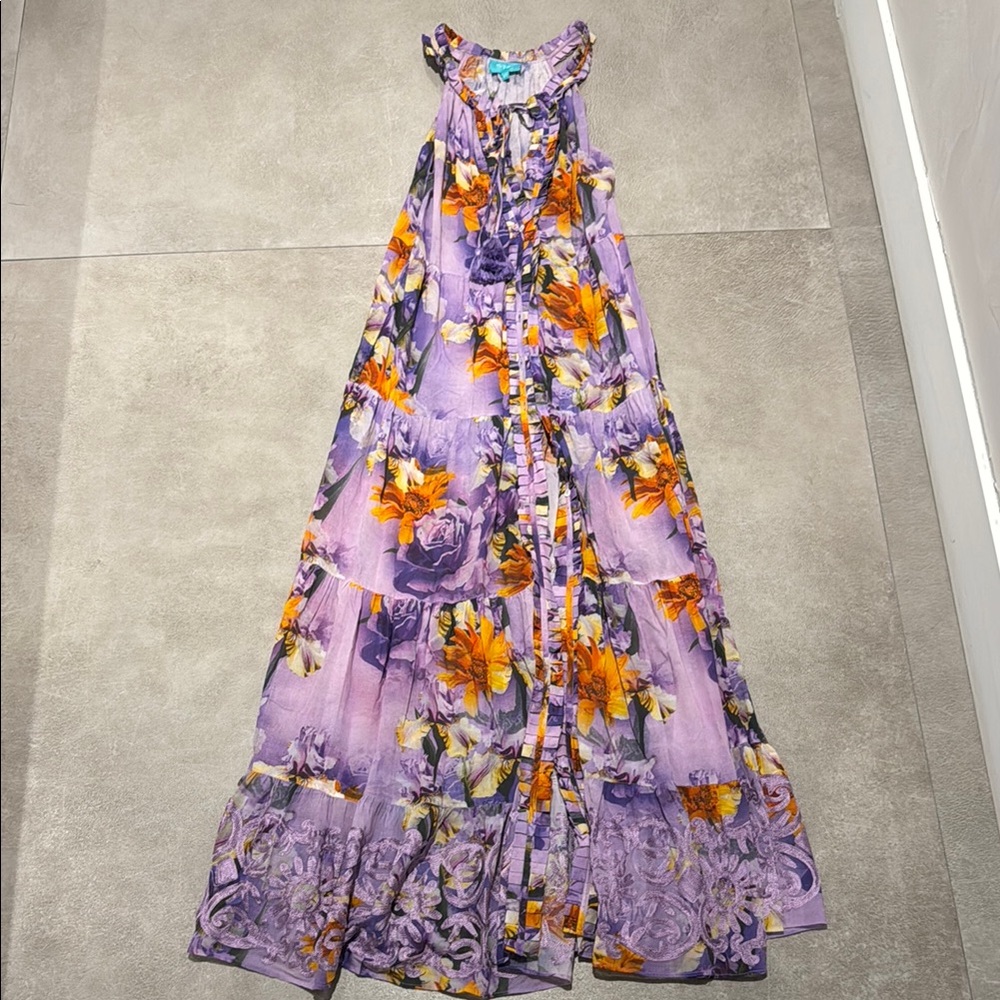Taj by Sabrina, Thira Floral Purple Maxi Dress